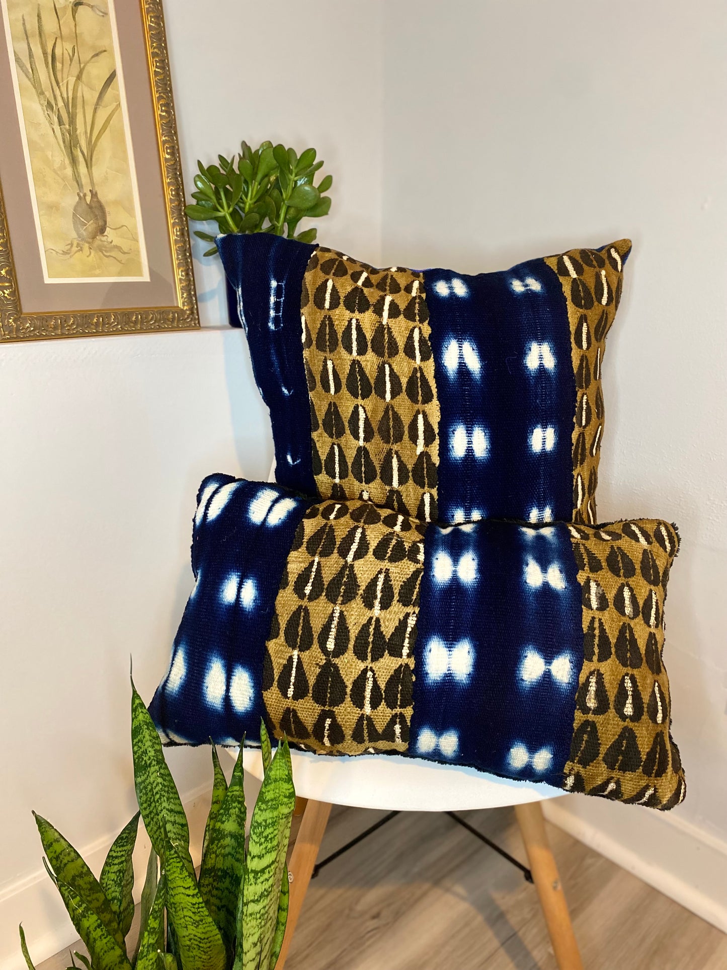 Blue & Brown Mudcloth Pillows